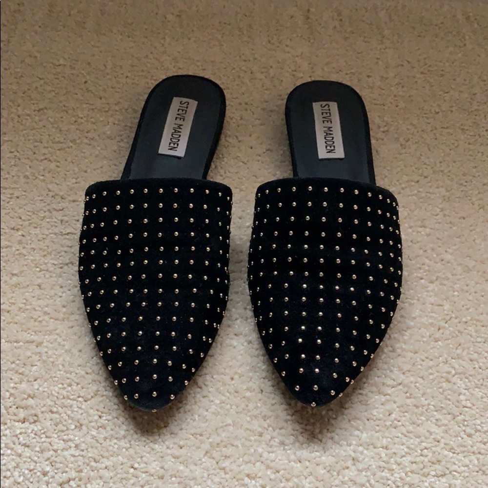 Steve Madden Black Suede Mules